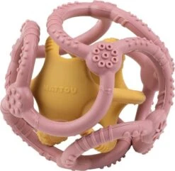 NATTOU Bite Silikonball 2in1 Ohne BPA 10 Cm Gelb-pink