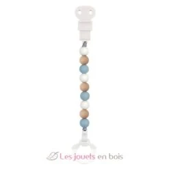 Schnullerkette Silikon Blau Weiß - Nattou