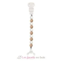 Schnullerkette Silikon Weiß Beige - Nattou