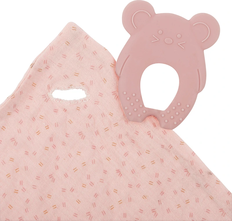 NATTOU Silikonbiss Ohne BPA Mit Baumwolldecke 28 X 28 Cm Rosa 4 NATTOU Silikonbiss Ohne BPA Mit Baumwolldecke 28 X 28 Cm Rosa – Bild 2